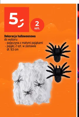Dekoracja halloweenowa pajęczyna z małymi pająkami promocja w Dealz