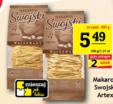 Makaron Swojski 4-jajeczny wałkowany Artex promocja w Gram Market