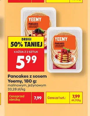 Pancakes z sosem jeżynowym Yeemy promocja w Biedronka