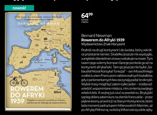 Książka Rowerem do Afryki 1939 Bernard Newman promocja w Empik