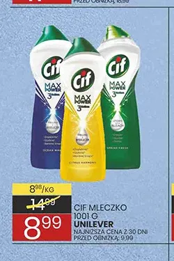 Mleczko do czyszczenia Cif Max Power Ocean Wave promocja w Wafelek