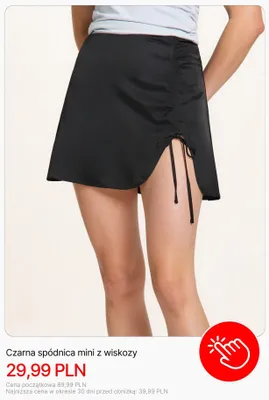 Spódnica mini Cropp czarna z wiskozy promocja w Cropp