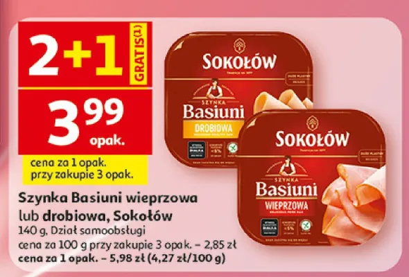 Szynka Basiuni drobiowa Sokołów promocja w Auchan