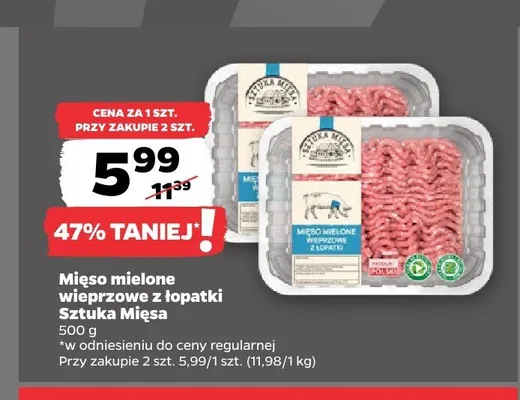 Mięso mielone wieprzowe z łopatki Sztuka Mięsa promocja w Netto