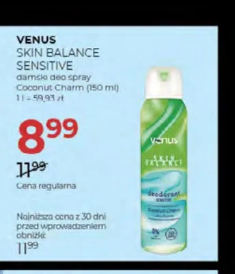 Dezodorant damski w sprayu Venus Skin Balance Sensitive promocja w Drogerie Jawa