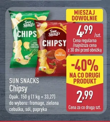 Chipsy fromage Sun Snacks promocja w Aldi