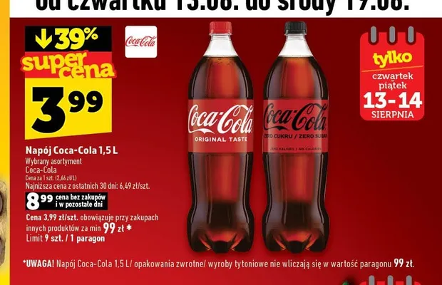 Napój Coca-Cola promocja w TOPAZ