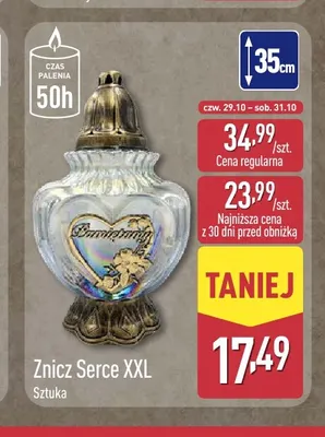Znicz Serce Xxl 35 cm promocja w Aldi