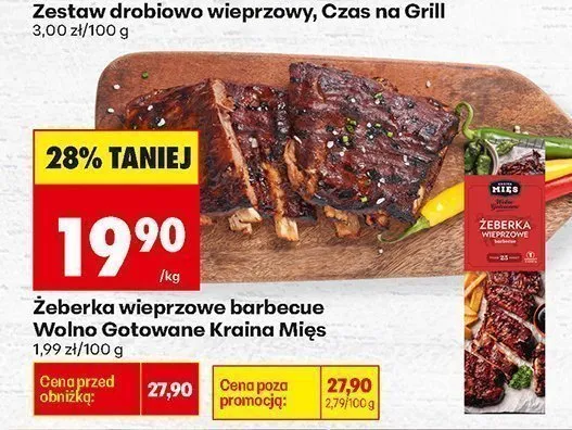 Żeberka wieprzowe barbecue Wolno Gotowane Kraina Mięs promocja w Biedronka