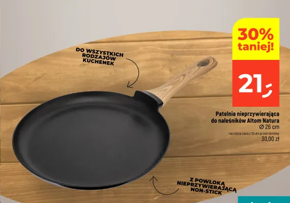 Patelnia nieprzywierająca do naleśników Altom Natura Ø26 cm promocja w Dealz