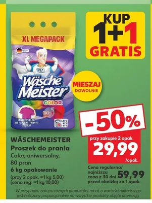 Proszek do prania WäscheMeister Color 80 prań promocja w Kaufland