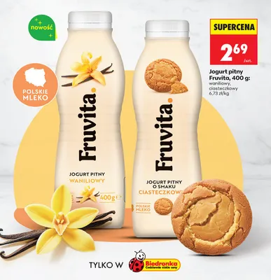 Jogurt pitny ciasteczkowy promocja w Biedronka