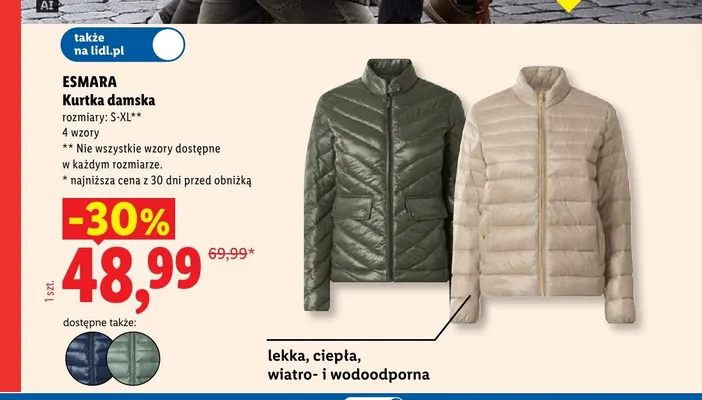 Kurtka damska Esmara lekka ciepła wiatro- i wodoodporna promocja w Lidl
