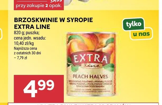 Brzoskwinie w syropie Extra Line promocja w Stokrotka