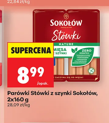 Parówki Stówki z szynki Sokołów 2-pak promocja w Biedronka