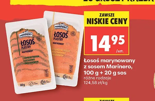 Łosoś marynowany z koprem i sosem chrzanowo-śmietanowym Marinero promocja w Biedronka