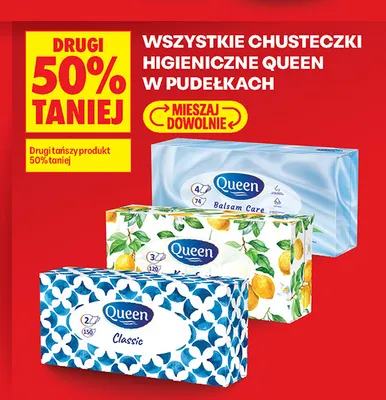 Chusteczki higieniczne 3-warstwowe Queen promocja w Biedronka