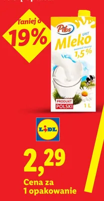 Mleko UHT 1,5% Pilos promocja w Lidl