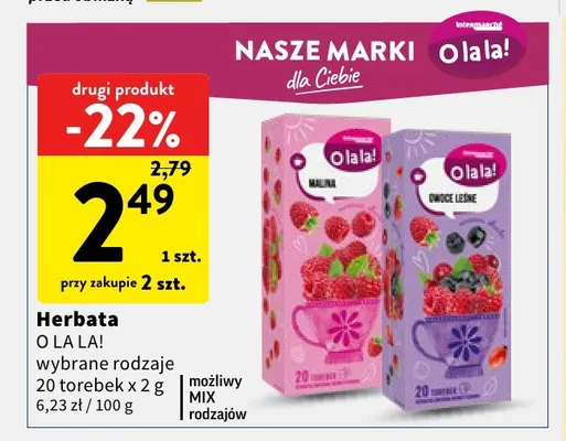 Herbata O La La! owoce leśne promocja w Intermarche