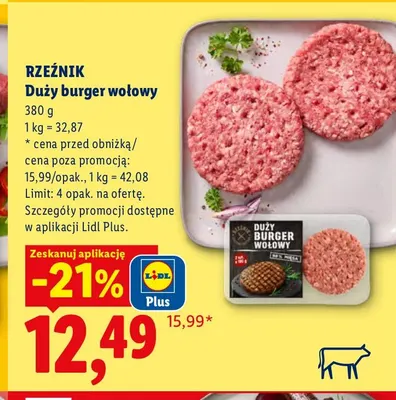 Duży burger wołowy Rzeźnik promocja w Lidl