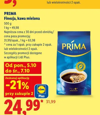 Kawa mielona Finezja Prima promocja w Lidl