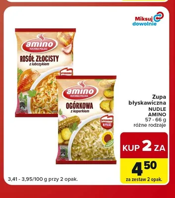 Zupa błyskawiczna Nudle rosół złocisty Amino promocja w Carrefour Market