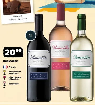 Wino różowe półsłodkie Beauvillon promocja w Netto