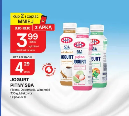 Jogurt pitny SBA Piękno Mlekovita promocja w Chorten