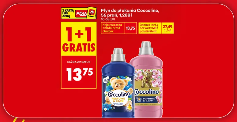 Płyn do płukania Coccolino Perfume & Care Honeysuckle & Sandalwood promocja w Biedronka