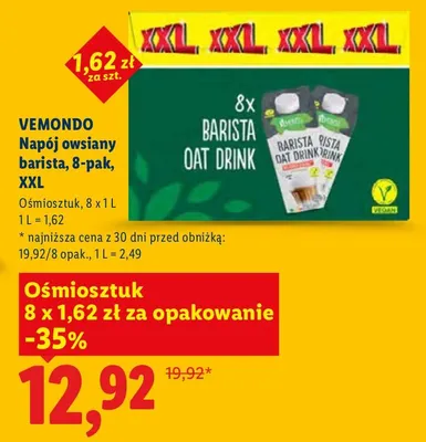 Napój owsiany barista 8-pak XXL Vemondo promocja w Lidl
