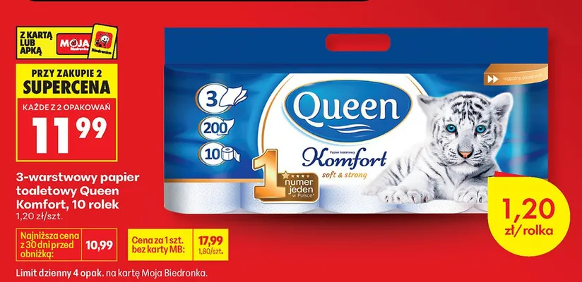 Papier toaletowy 3-warstwowy Komfort promocja w Biedronka