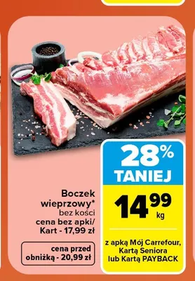 Boczek wieprzowy bez kości promocja w Carrefour Market