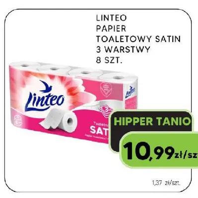 Papier toaletowy Satin Linteo 3-warstwowy 8-pak promocja w HIPPER.pl