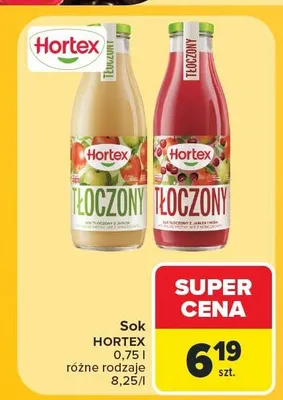 Sok tłoczony Hortex jabłko-wiśnia promocja w Carrefour