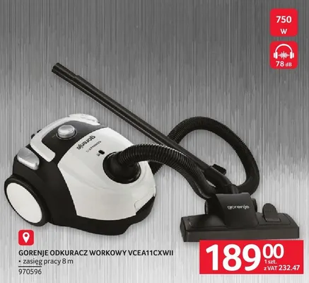 Odkurzacz workowy VCEA11CXWII promocja w Selgros