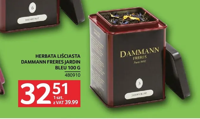 Herbata liściasta Dammann Frères Jardin Bleu promocja w Selgros