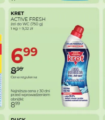 Żel do WC Kret Active Fresh Biel i Higiena promocja w Drogerie Jawa