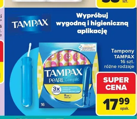 Tampony Tampax Pearl Compak promocja w Carrefour Market