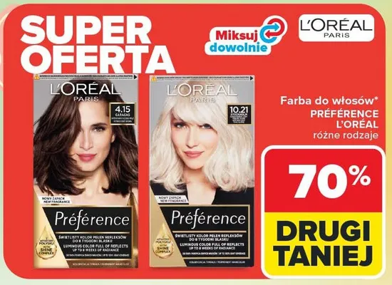 Farba do włosów Preference różne rodzaje promocja w Carrefour