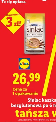 Kaszka zbożowa, bezglutenowa Sinlac po 6m-cu, 500g promocja w Lidl