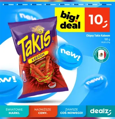 Chipsy Takis Kaboom promocja w Dealz