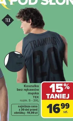 Koszulka bez rękawów męska TEX rozm. S - 3XL promocja w Carrefour