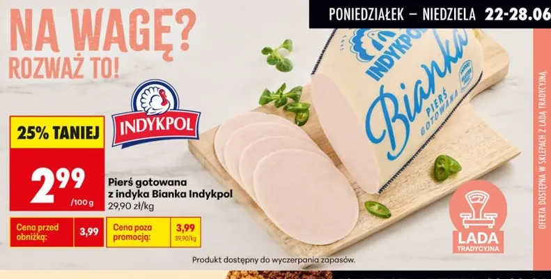 Pierś gotowana z indyka Bianka Indykpol promocja w Biedronka