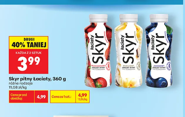 Skyr pitny jagodowy Łaciaty promocja w Biedronka
