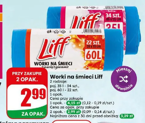 Worki na śmieci 35 l Liff promocja w Dino