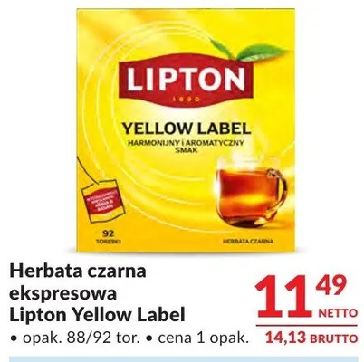 Herbata czarna ekspresowa Lipton Yellow Label promocja w Makro
