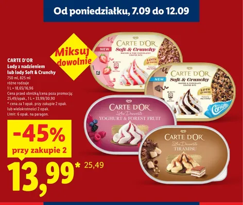 Lody z nadzieniem Tiramisu Carte D'Or promocja w Lidl