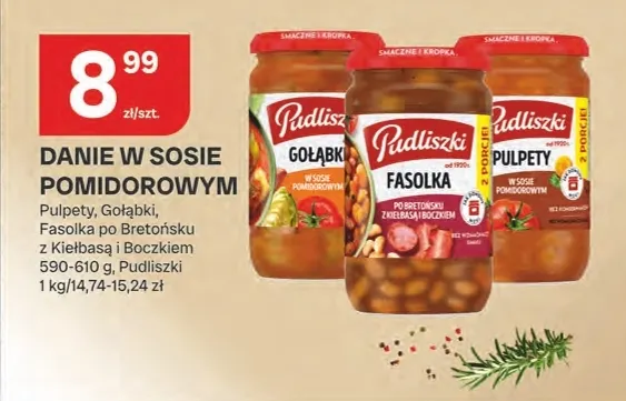 Danie w sosie pomidorowym pulpety Pudliszki promocja w Chorten