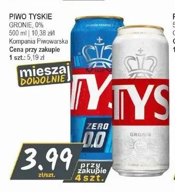 Piwo bezalkoholowe Tyskie Zero promocja w Słoneczko