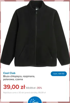 Bluza chłopięca rozpinana polarowa czarna Cool Club promocja w Smyk